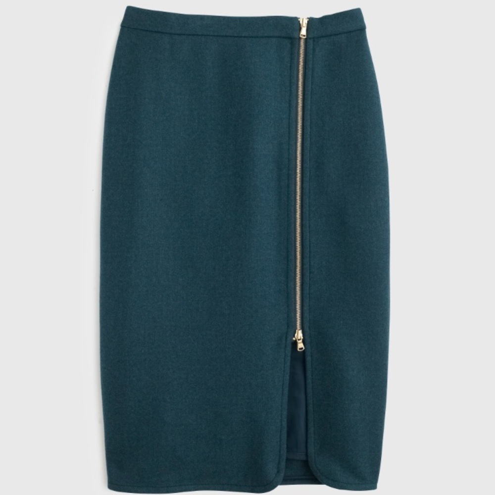 J. Crew Teal Pencil Skirt with Front Zip